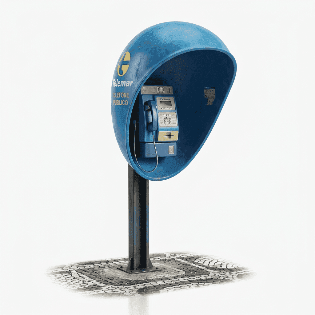 Classic Blue Big Ear Public Telephone Booth