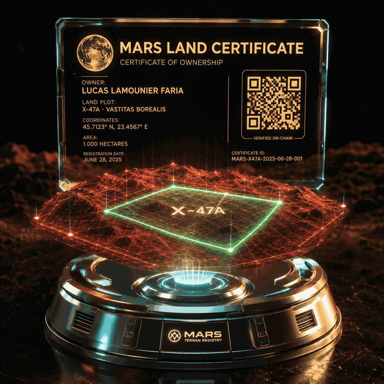Virtual Land on Mars (NFT Deed)