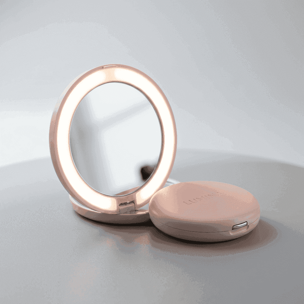 Portable Compact Pocket Mirror with LED Light
