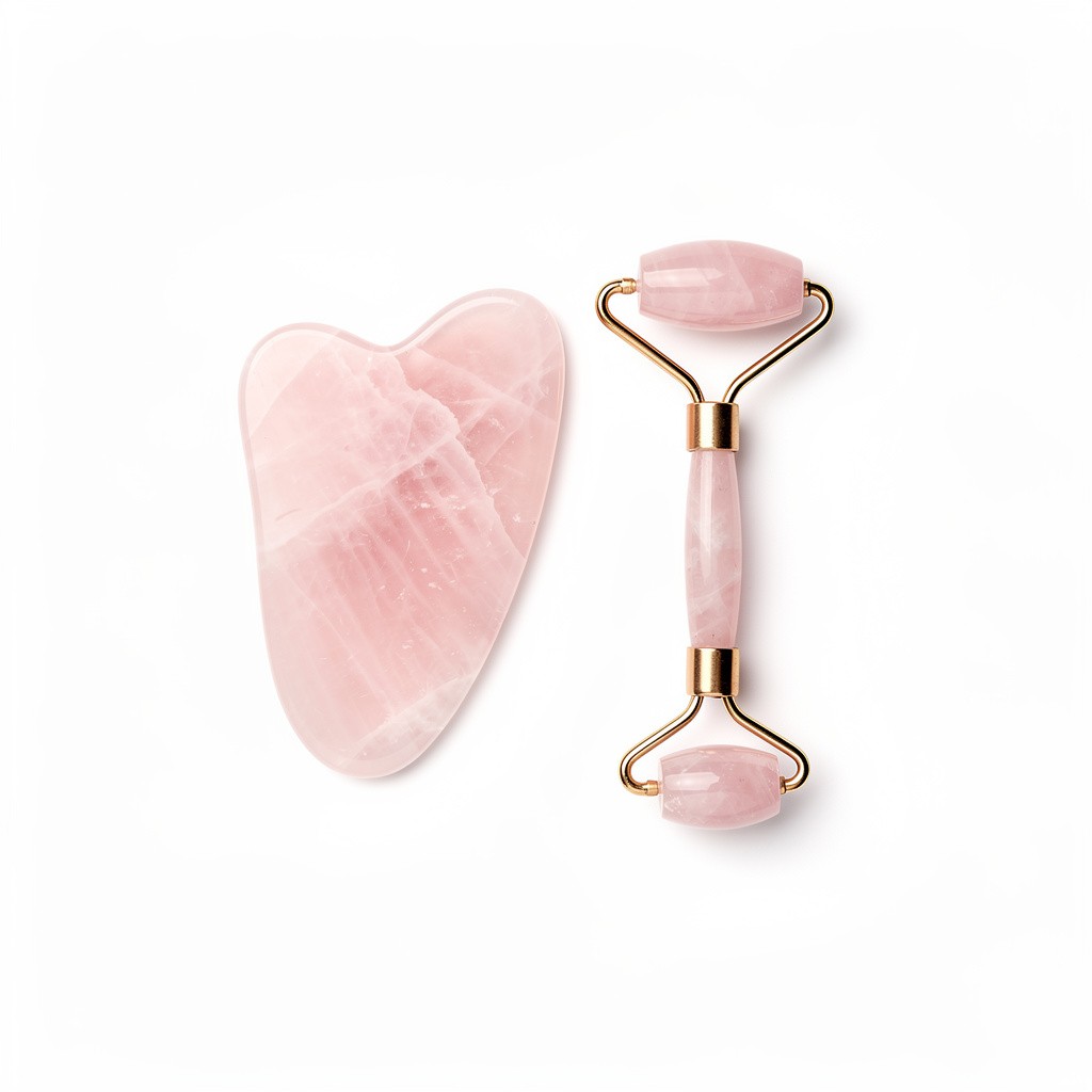 Gua Sha & Roller Set Rose Quartz