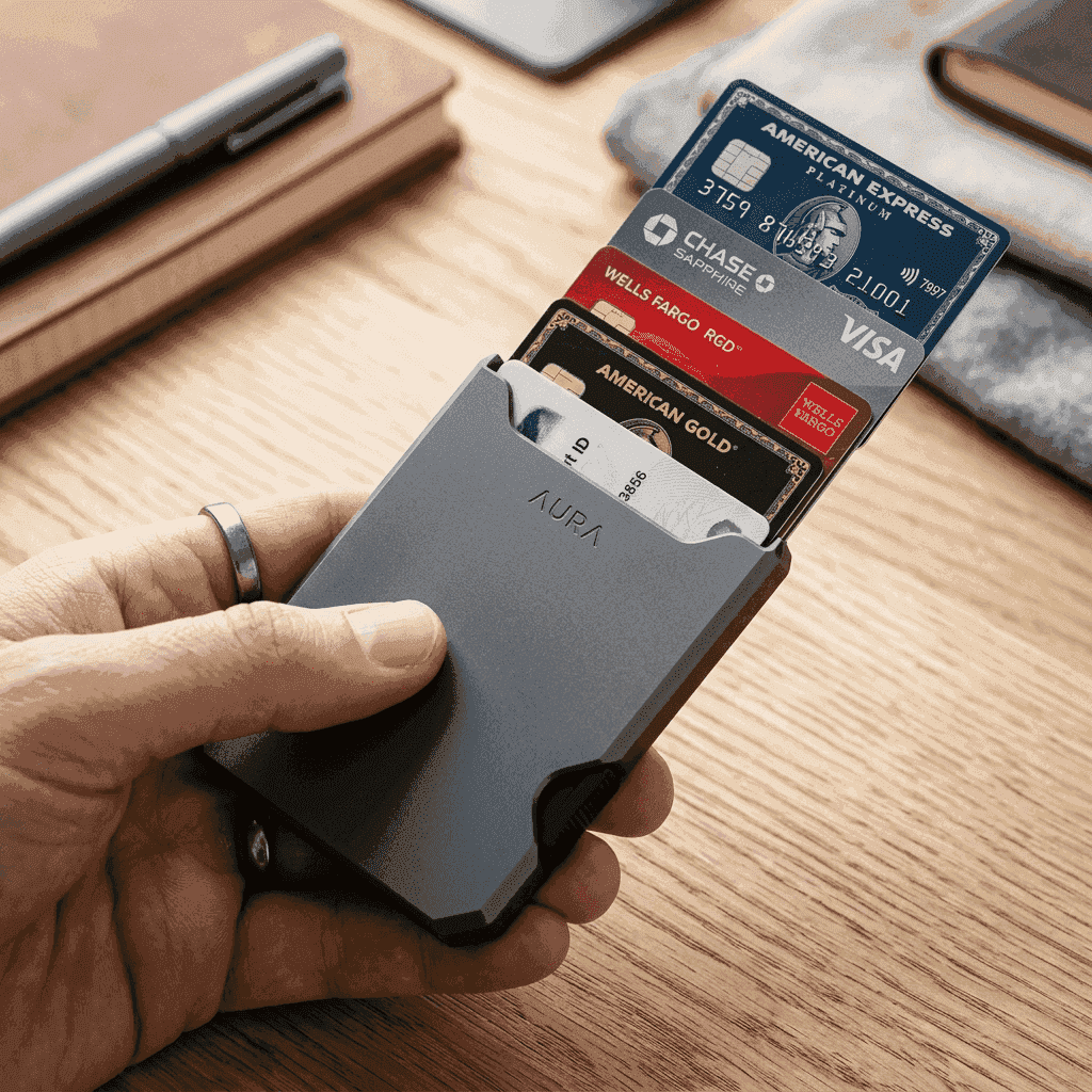 Slim Aluminum Wallet Automatic Card Holder