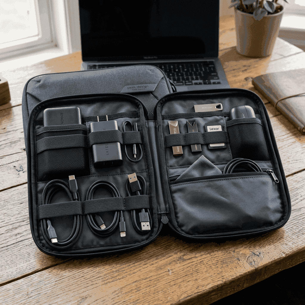 Travel-Pack Cable and Accessory Organizer Case