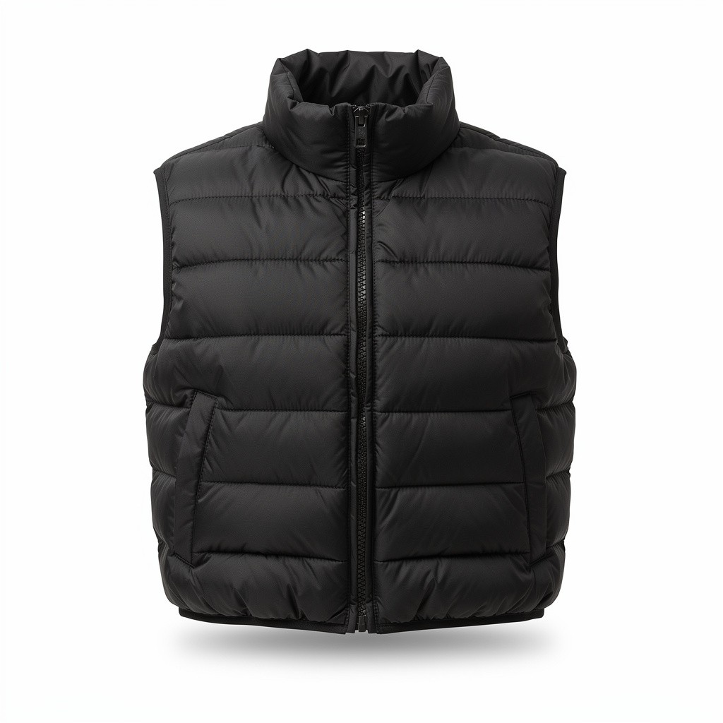Cropped Puffer Vest Black