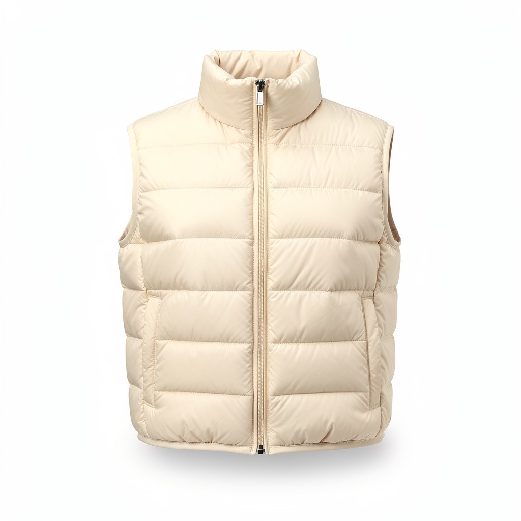 Cropped Puffer Vest Cream