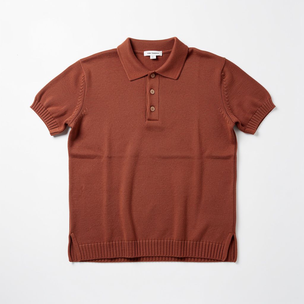 Knit Polo Shirt Rust