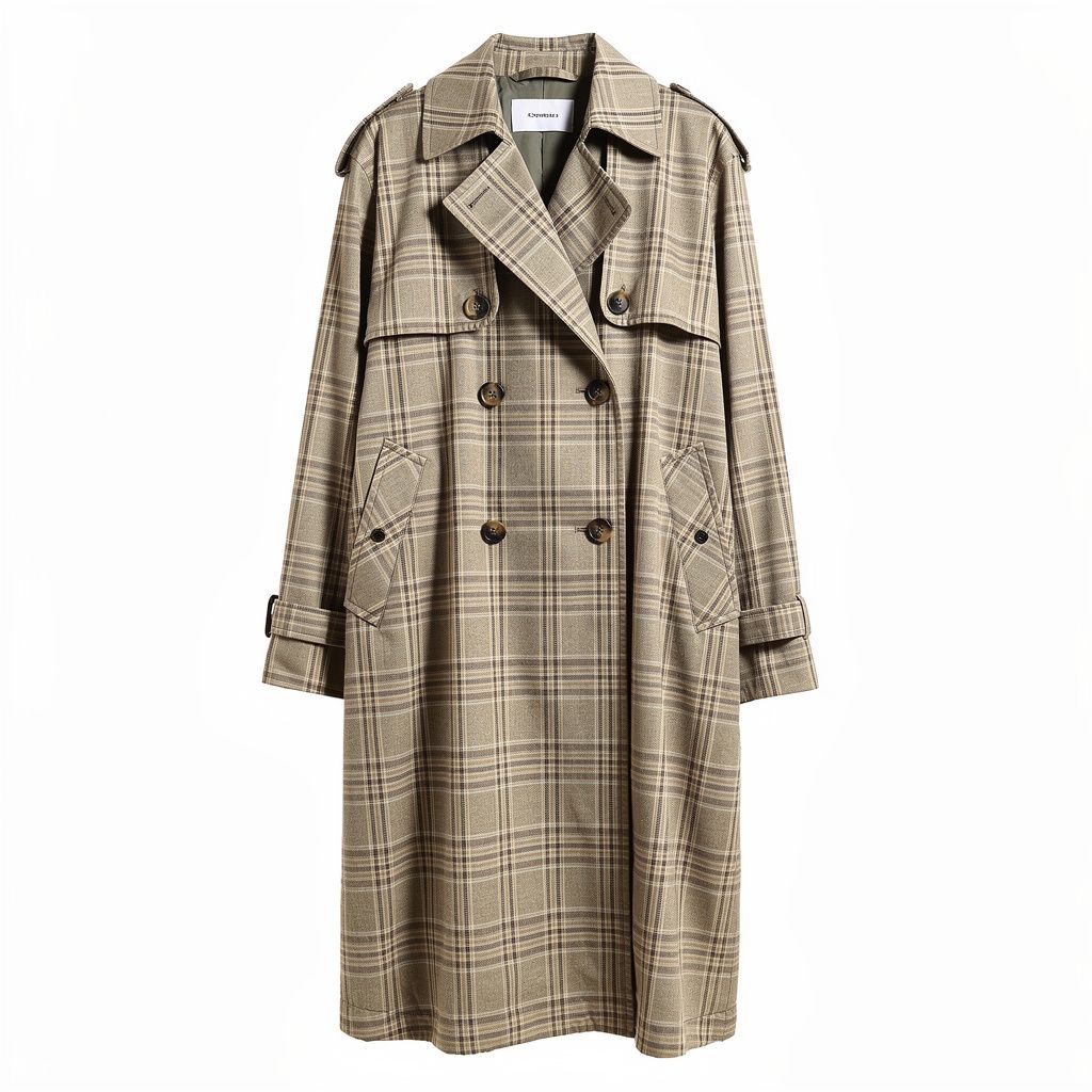 Oversized Trench Coat Plaid