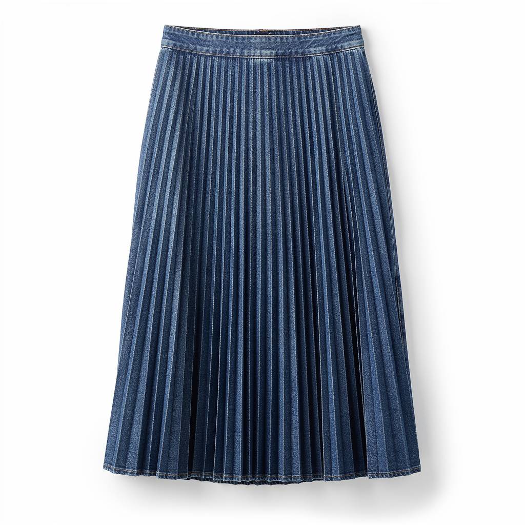 Pleated Midi Skirt Denim