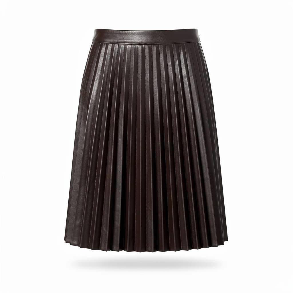 Pleated Midi Skirt Leather