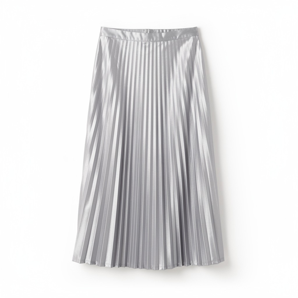 Pleated Midi Skirt Satin
