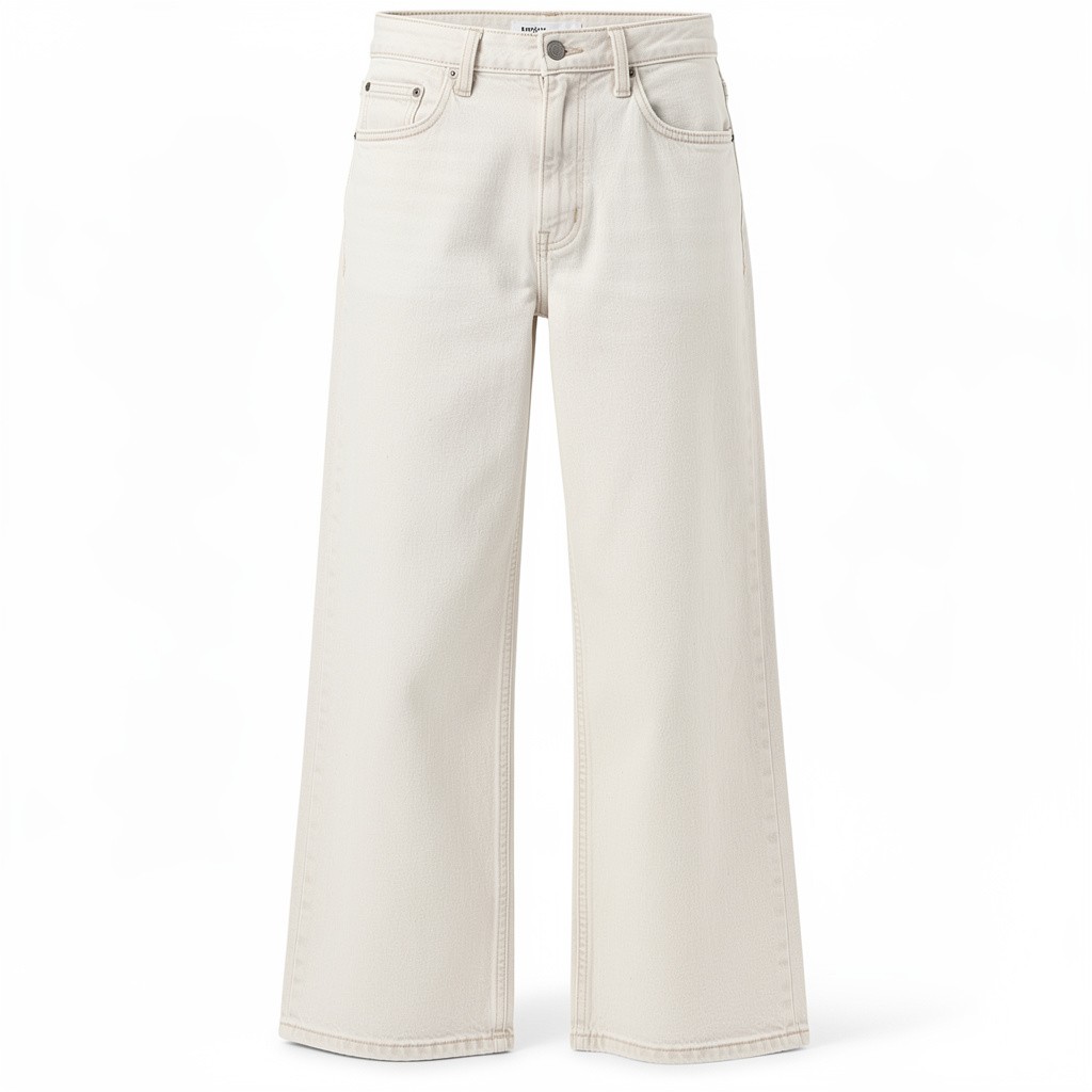 Wide-Leg Jeans Ecru
