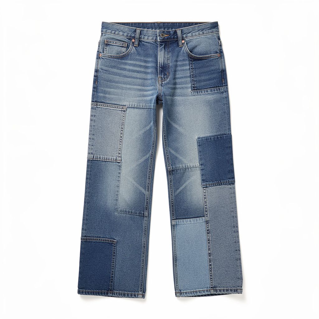 Wide-Leg Jeans Patchwork