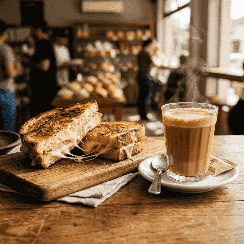 Brazilian Bakery Ham & Cheese Toastie with Coffee Combo