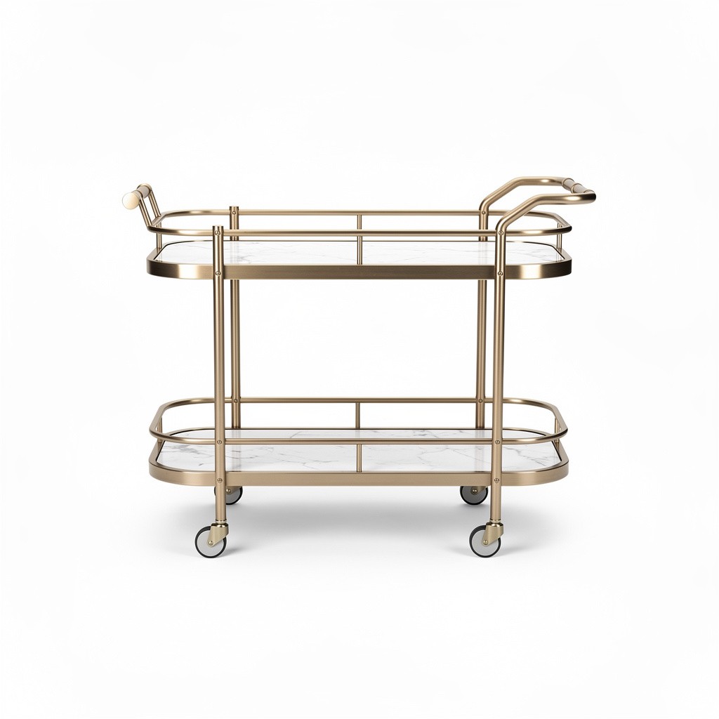 Bar Cart Gold Marble