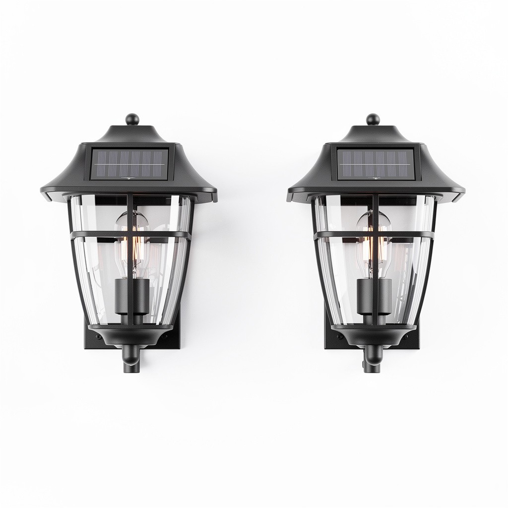 Solar Wall Sconce 2pk Lantern