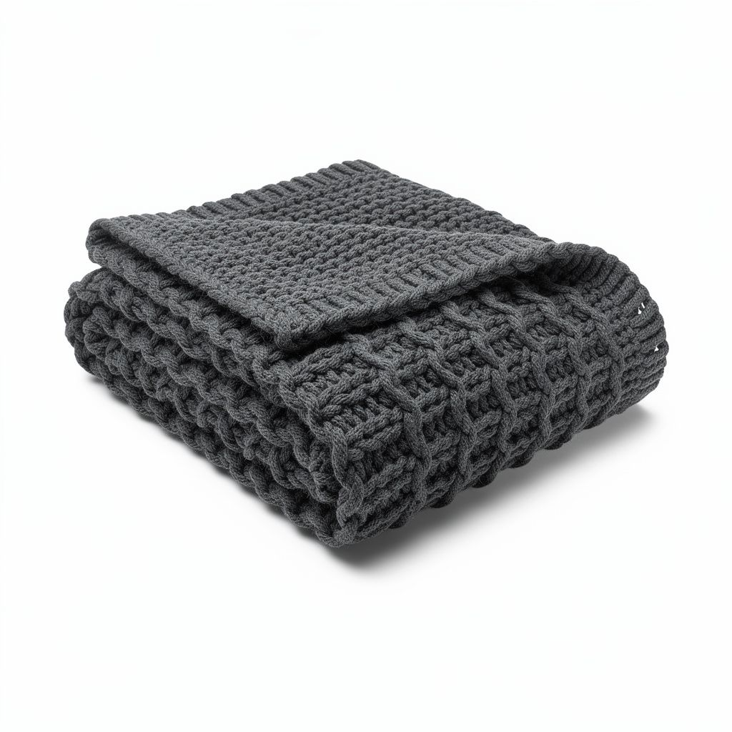Throw Blanket Chunky Knit Charcoal
