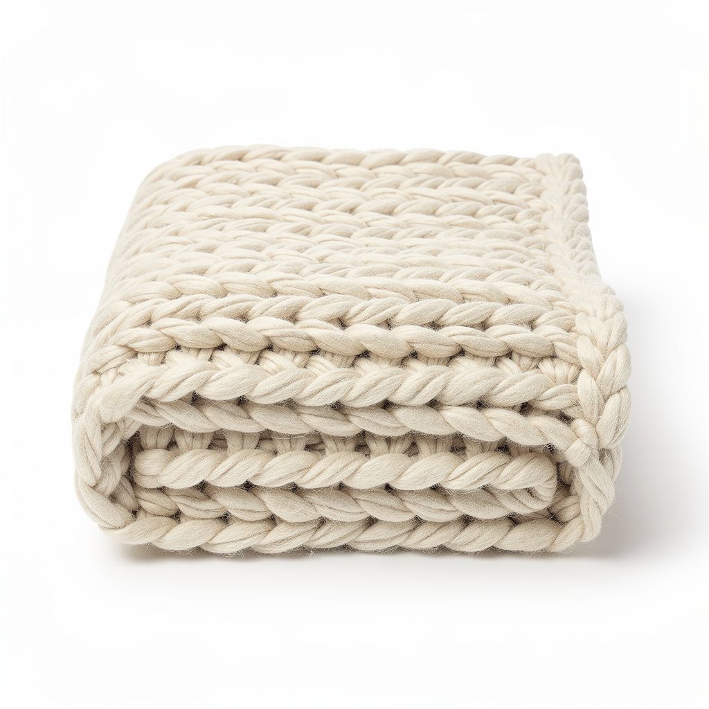 Throw Blanket Chunky Knit Cream