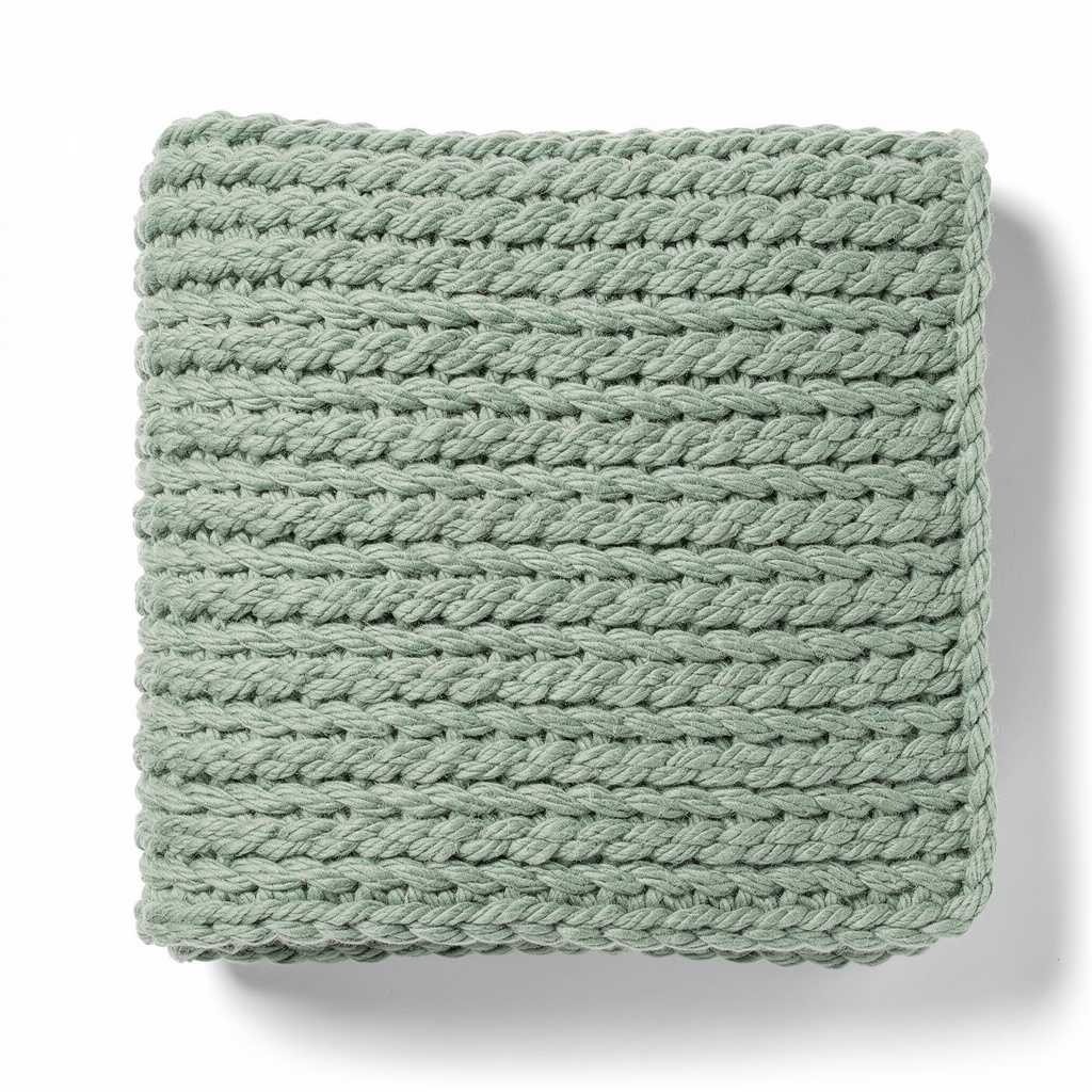 Throw Blanket Chunky Knit Sage