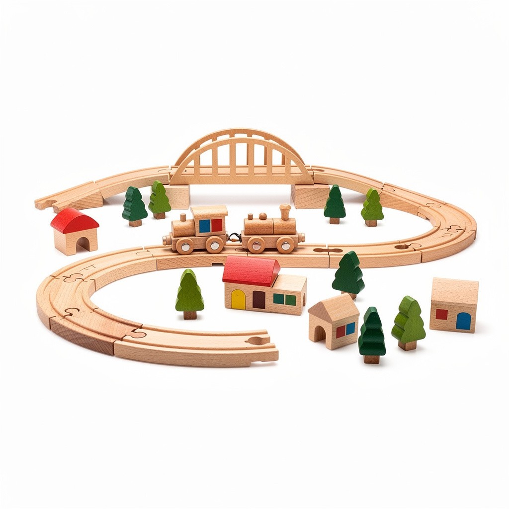 Wooden Train Set Deluxe